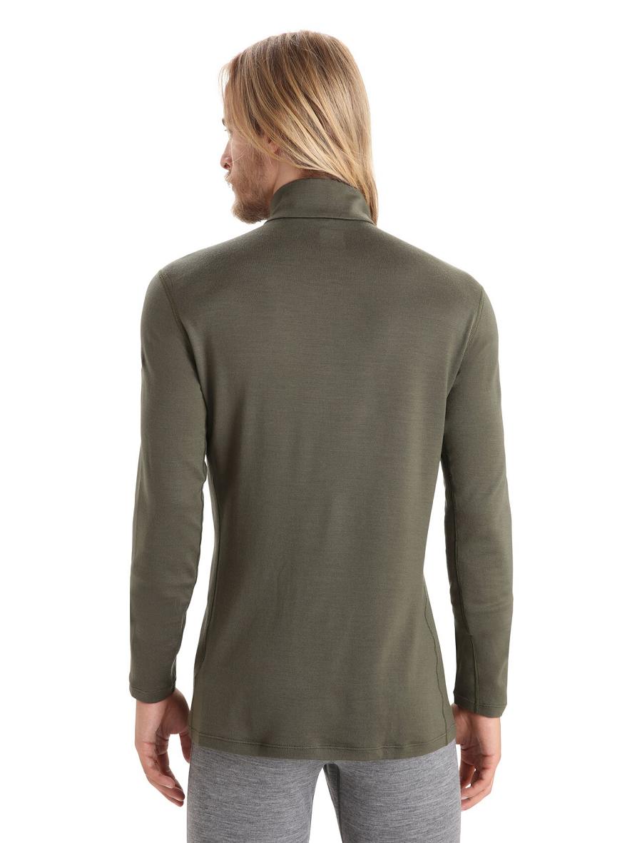 Icebreaker Merino 260 Tech Long Sleeve Half Zip Thermal Top Férfi Base Layers Olivazöld | HU 1384PJJQ